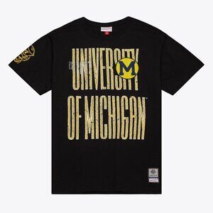 Men's Mitchell & Ness Michigan Wolverines Team OG Premium T-Shirt -Black-S- NWT